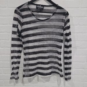 Royal Bones Mesh Striped Long Sleeve Tee